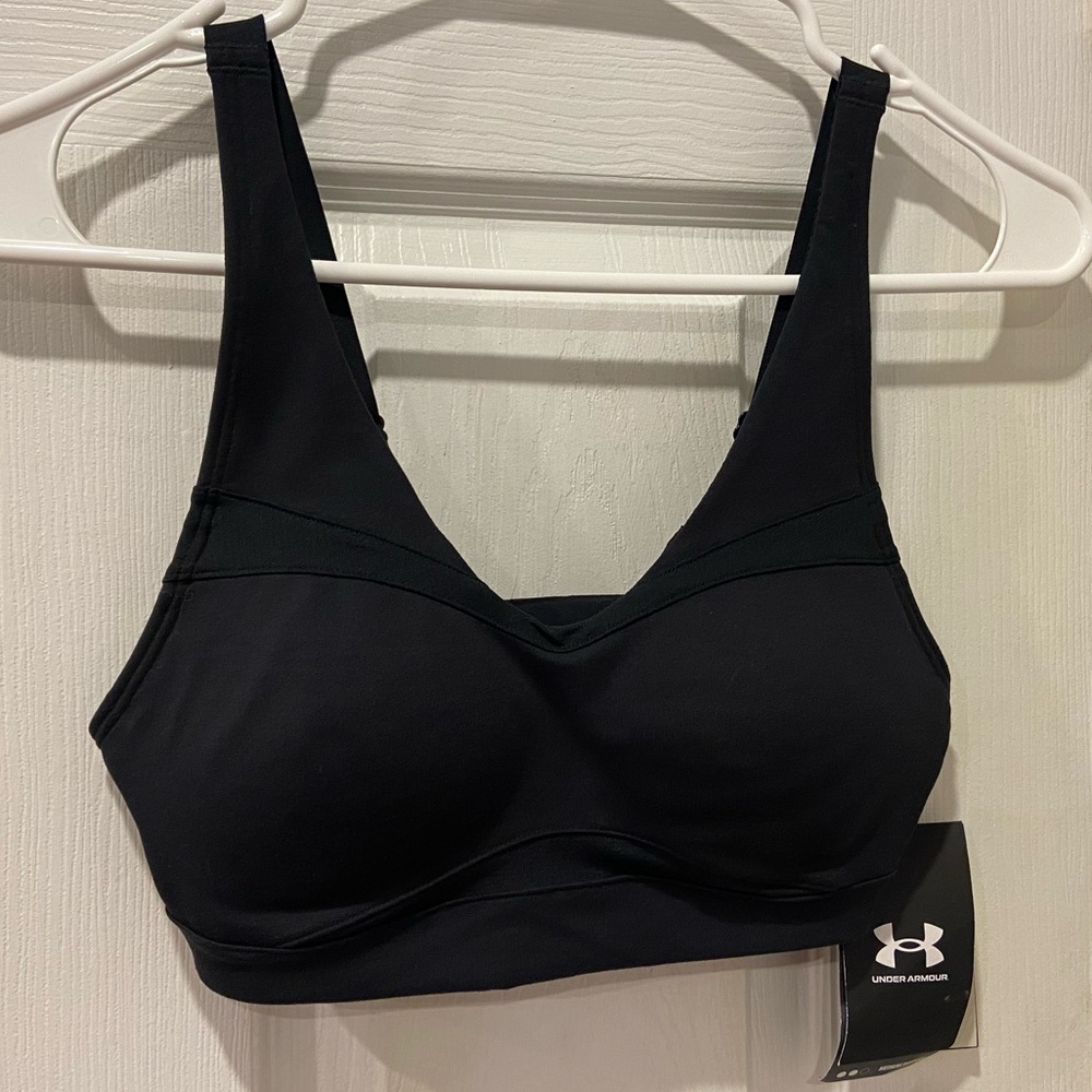 Black Under Armour Lightly Padded Sports Bra Reversible Straps Size XS NWT